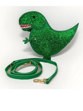 Green Glitter T-Rex Crossbody Purse Dinosaur Statement Bag